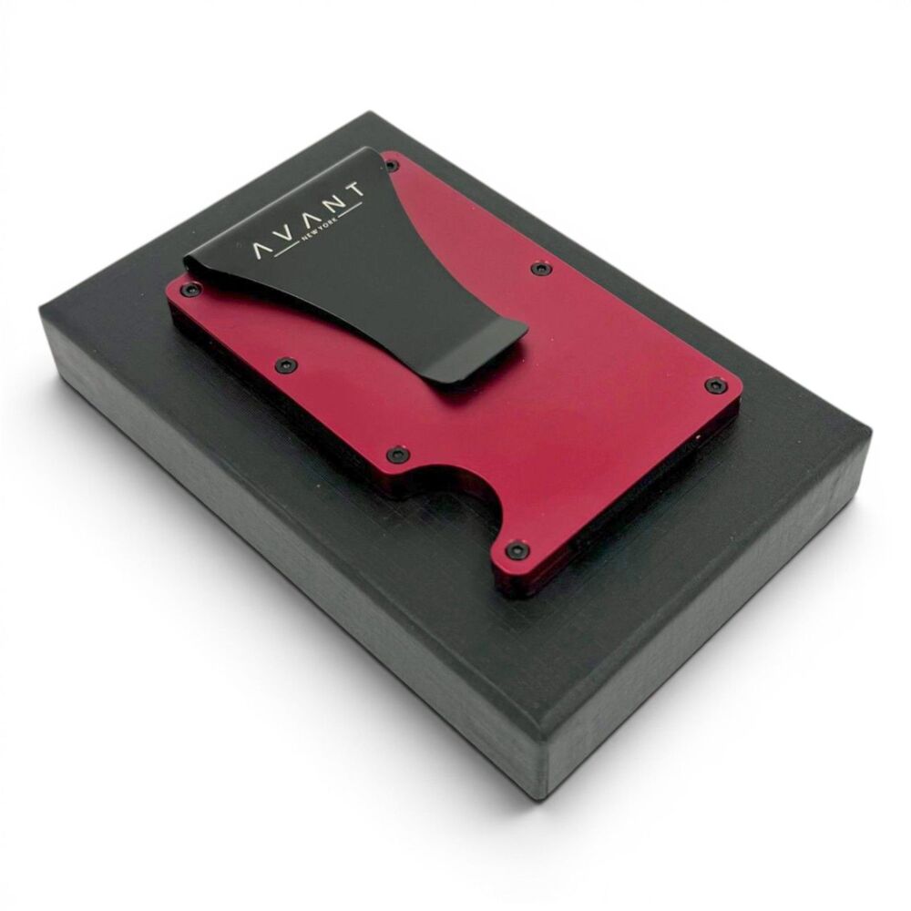 NEW Avantwood Red Aluminum Money Clip Wallet RFID Blocking